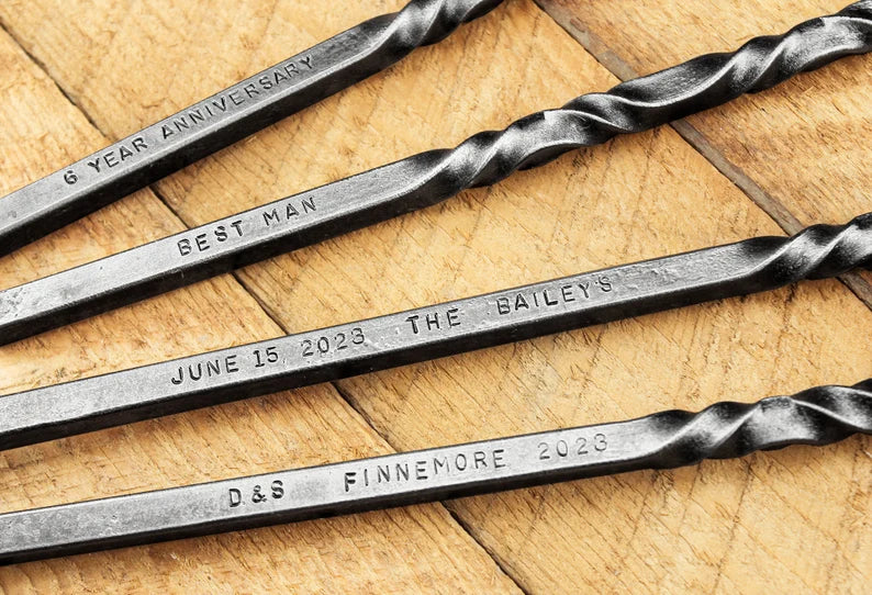 Personalized Fire Poker | Customized Hand Forged Iron Fireplace Tool | Blacksmith Made Anniversary or Groomsmen Gift