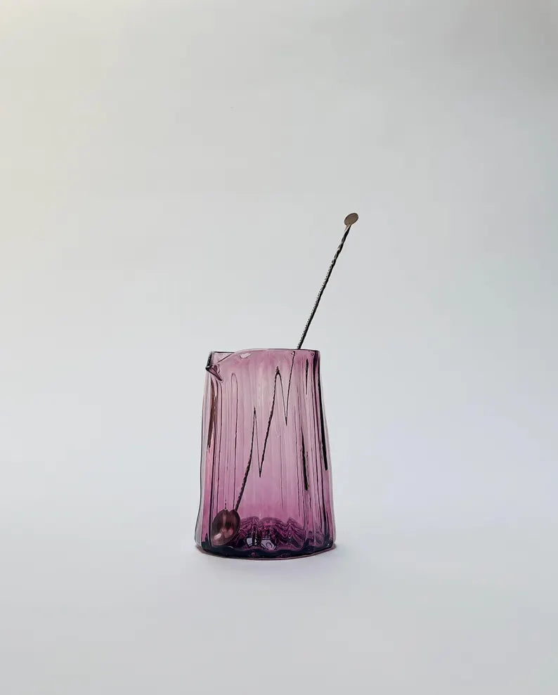 Cocktail Mixing Glass, Hand Blown, Purple, Free shipping