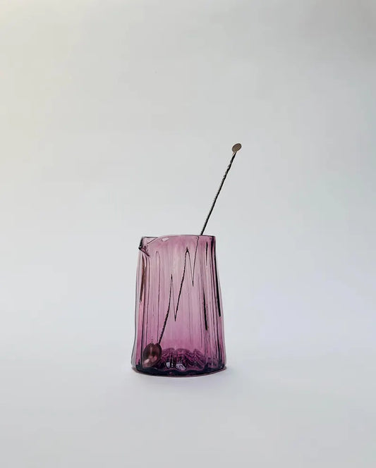Cocktail Mixing Glass, Hand Blown, Purple, Free shipping